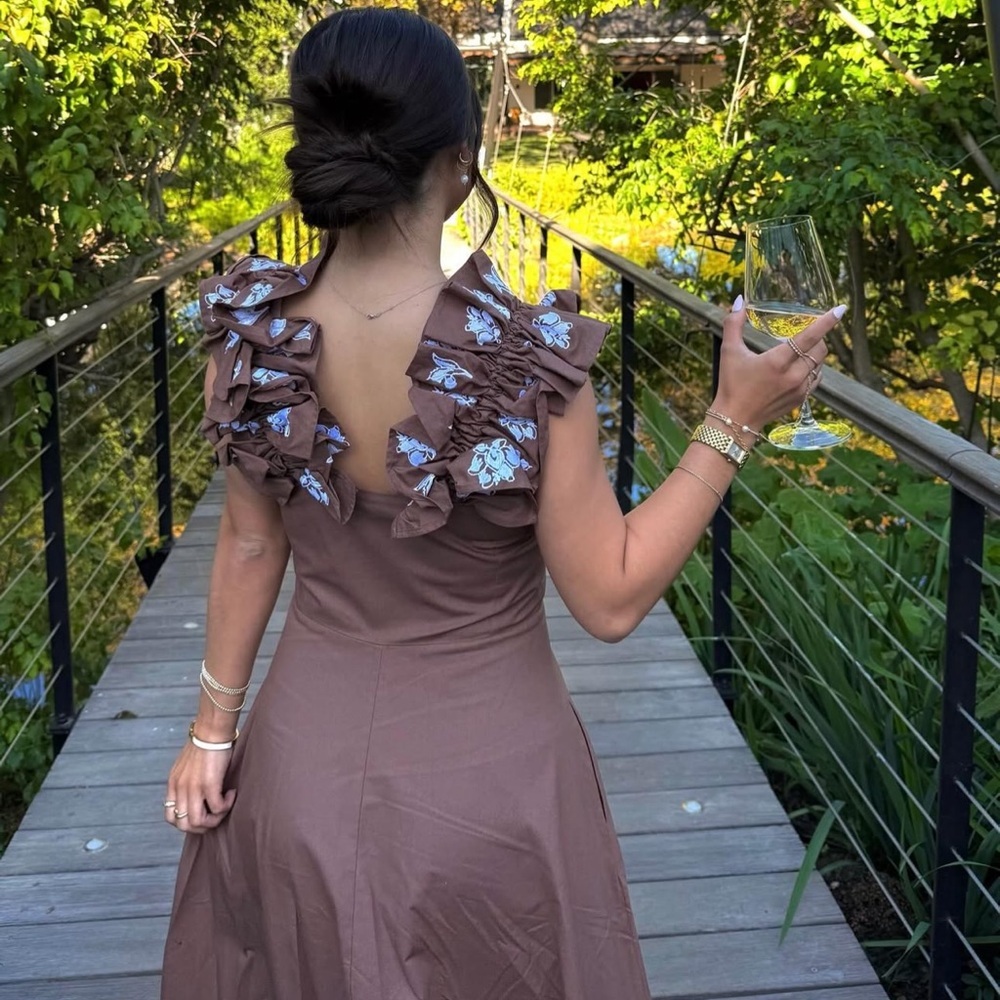 Fanm mon Cotton Embroidered Dress with Statement Sleeves